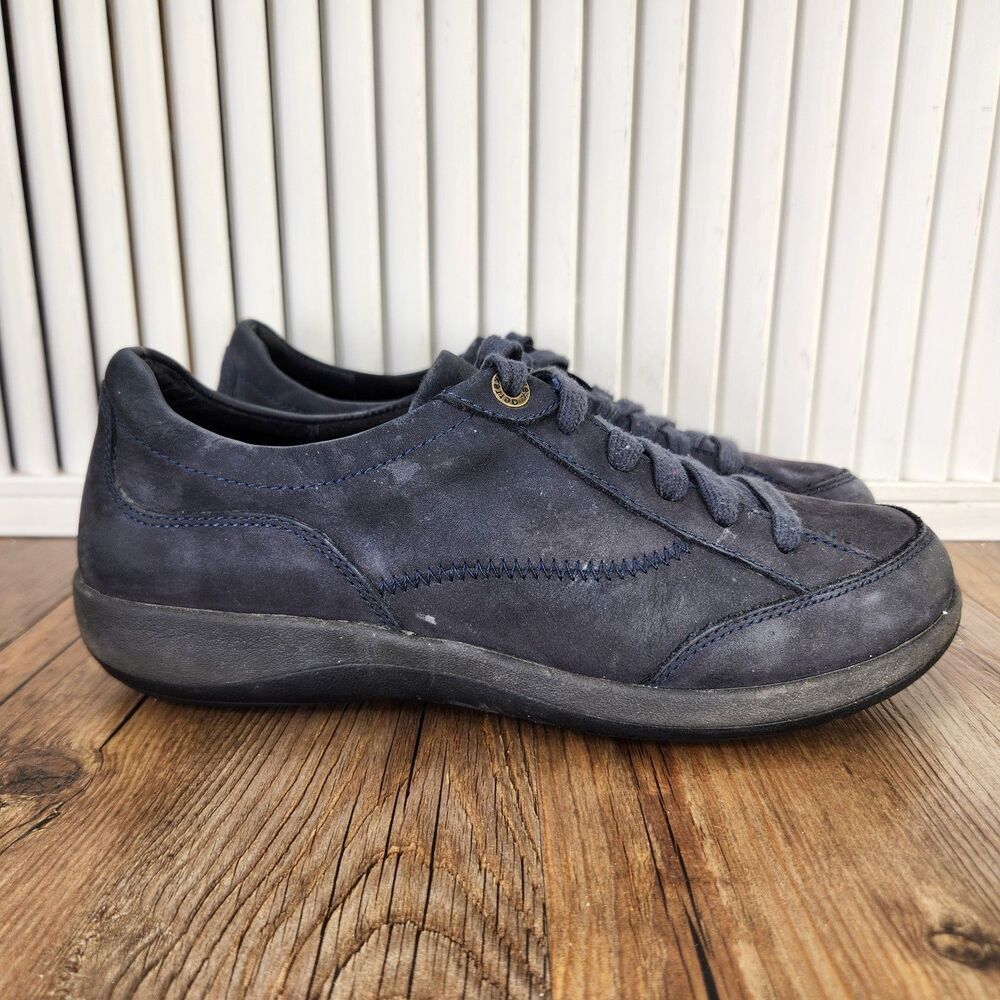 Aetrex Dahlia Lace Up Oxford Shoes Womens Sz 9.5 Navy Blue Leather Casual Street